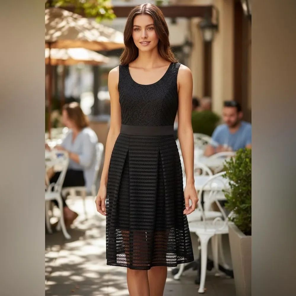 New York & Company black lace midi dress 12